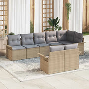 Set Divano da Giardino con cuscino 8 pcs Beige polyrattan 3345410