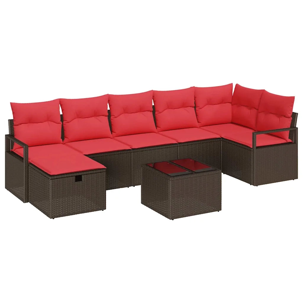 Set di divani con cuscino Marrone e Rosso polyrattan 3359213