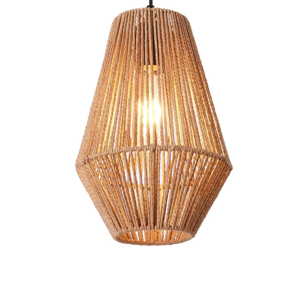 Lampadario lampada a sospensione corda metallica 160 x 20 cm beige 03_0007571