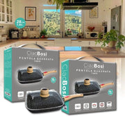 Trade Shop - Padella Quadrata Con Manico Coperchio 28cm 1,86lt Per Piano Cottura Alimenti T-9479 -