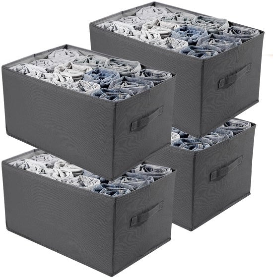 Organizzatore di Abiti per Cappotti - 4 Pezzi di Organizzatore di Abbigliamento, Divisori di Cassetti Stivale, 12 Cassetti, Grigio