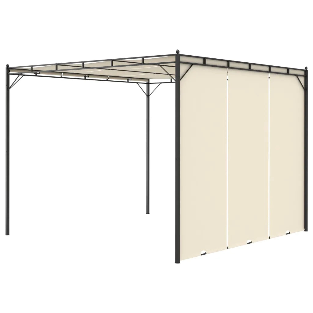 Gazebo da Giardino con Tenda Laterale 3x3x2,25m Crema cod mxl 66200