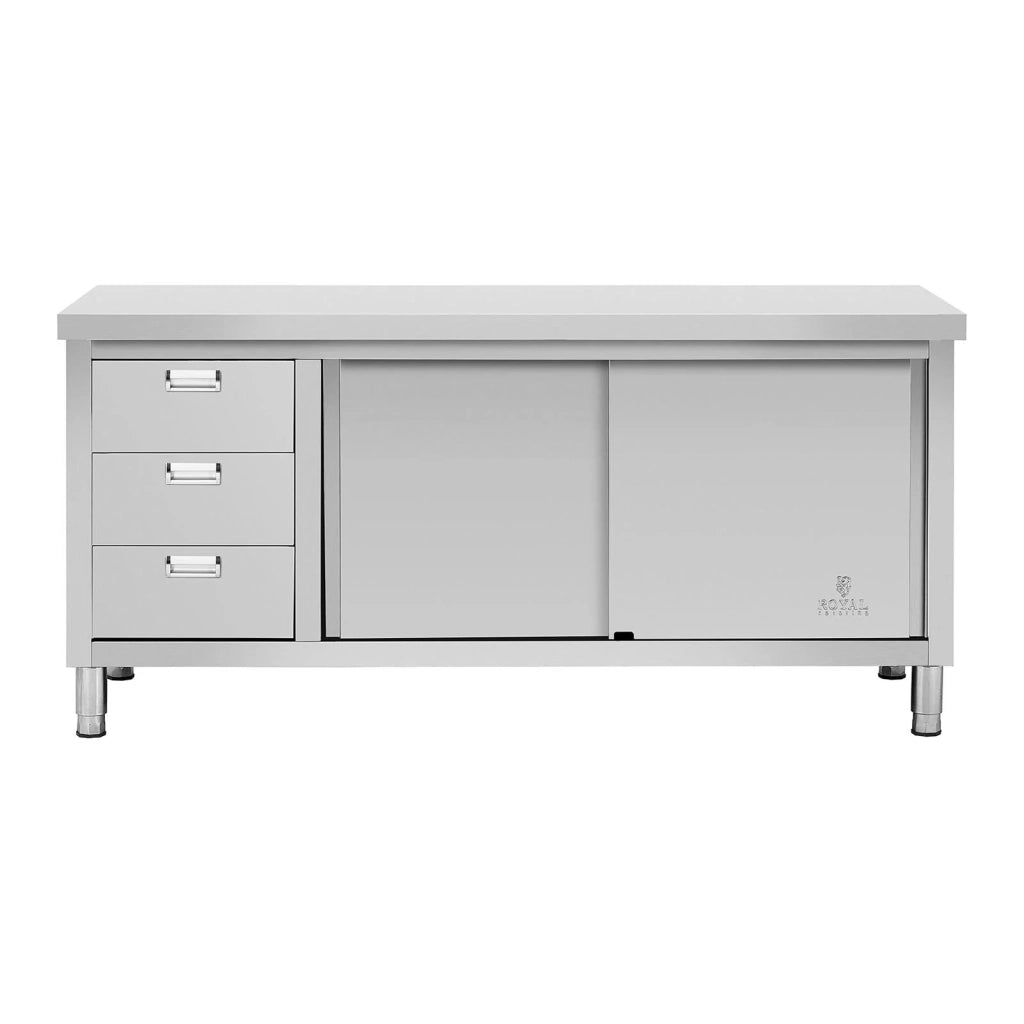 Mobile base in acciaio inox 180 x 70 x 85 cm portata 600 kg 3 cassetti professionale 14_0005093