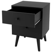 Comodino pratico 45 x 40 x 62 cm con 2 cassetti e fascia antiribaltamento in legno di hevea nero 20_0013964