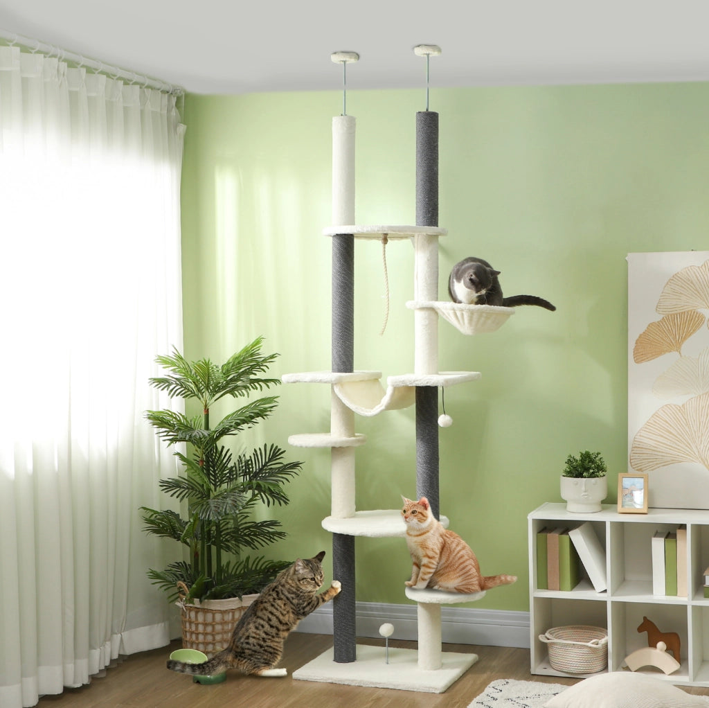Tiragraffi da soffitto regolabile 225-255 cm bianco