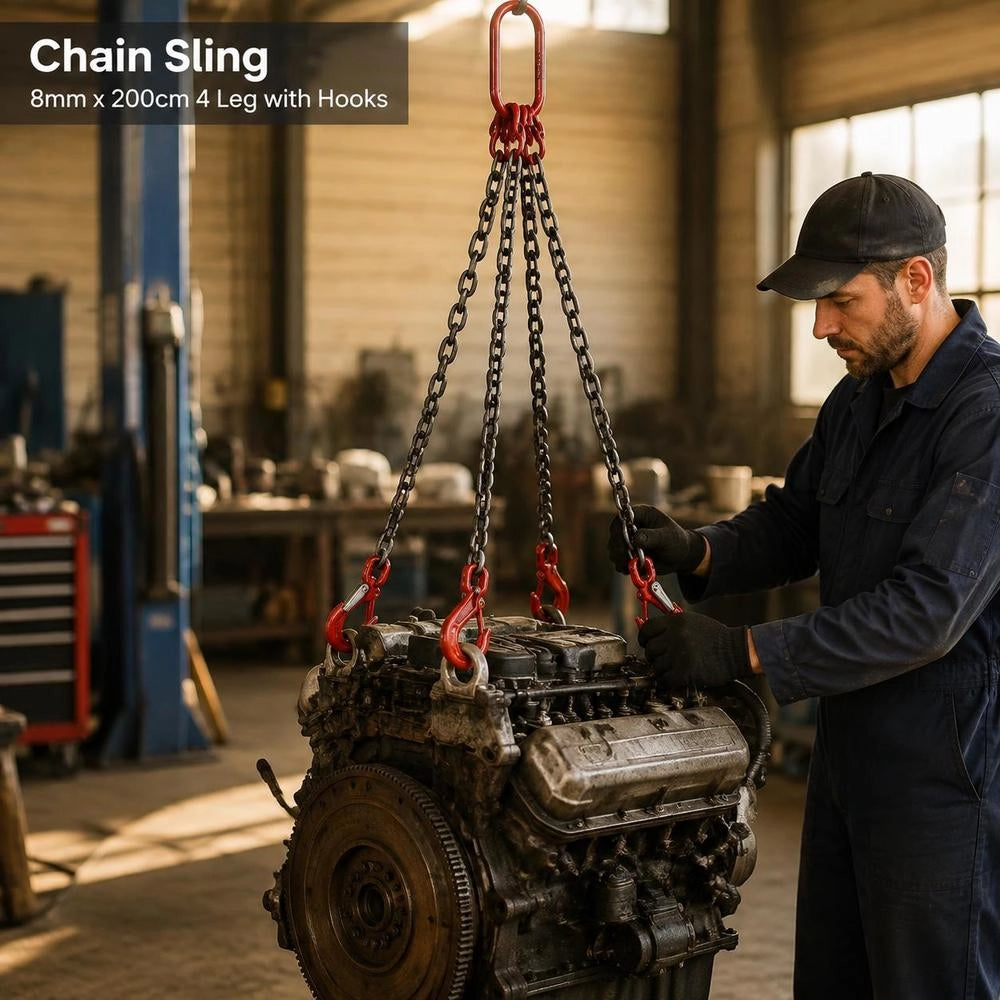 Chain Sling - 10.16 Mm X 2.01 M, Four-legged With Steel Hook - Grade 80