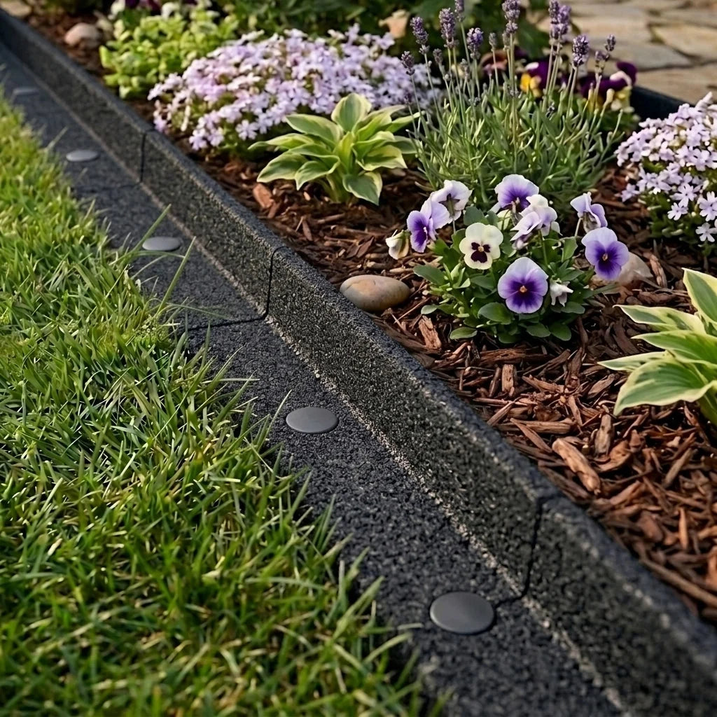 Bordura Flessibile da Giardino 14 x 1,2 m Nero con Martello in Gomma