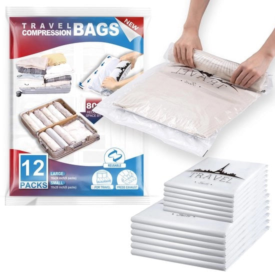 Set di 8 sacchetti di aspirazione per abbigliamento elettrico, con 2 piccoli, 2 medi, 2 grandi e 2 jumbo, per coperte, materassi, cuscini, biancheria da letto, traslochi