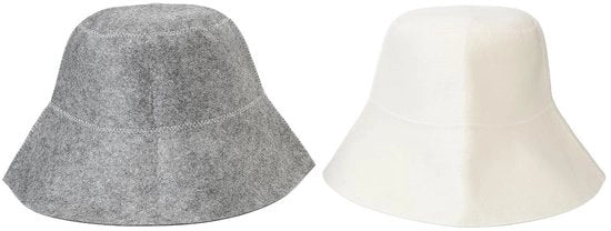 Set di due cappelli per sauna assorbenti all'acqua, stile unisex, colore bianco/grigio