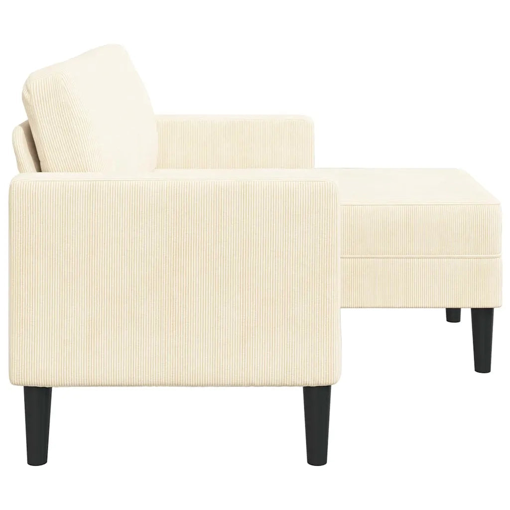 Divano 2 Posti con Chaise longue a L Crema 125 cm Lino 4107078