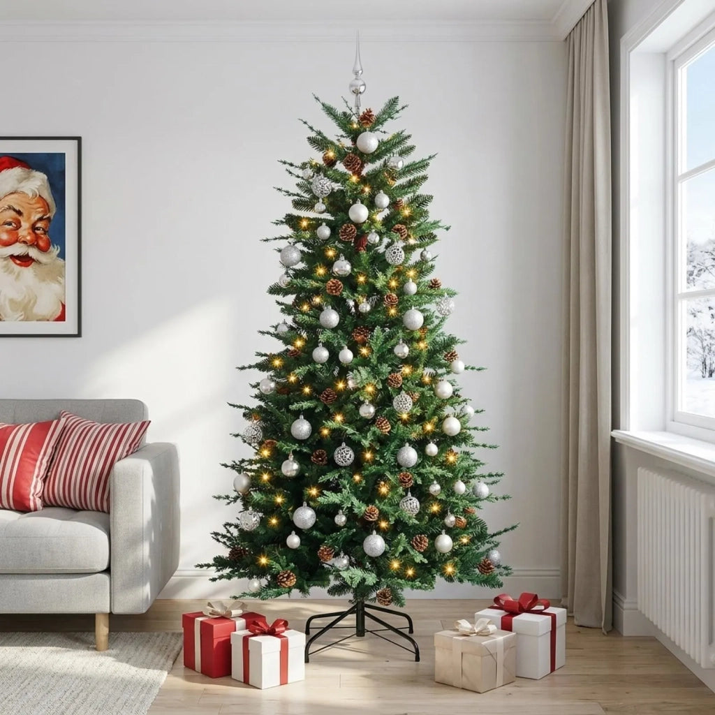 Albero di Natale Artificiale con Rami Pieghevoli 210 cm 300 LED 3466998