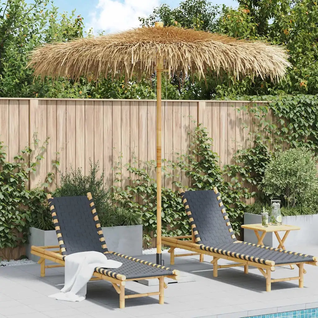 Parasole in Bamb¨´-Ombrellone da spiaggia con Copertura con Foglie di Banana 210 cm