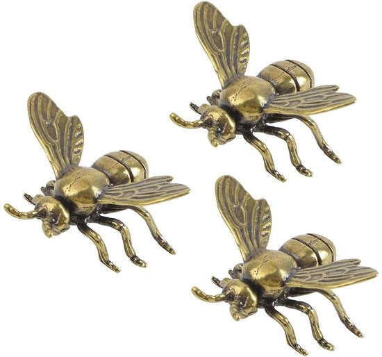 Miniature di api in bronzo dorato, 3-pack, decorazioni per ufficio, ornamenti per casa in metallo decorativo