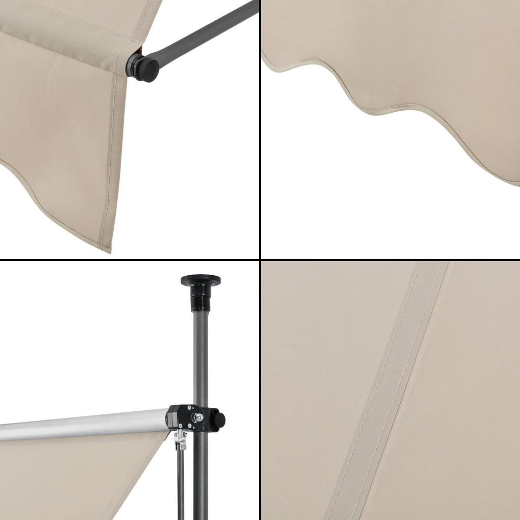 Ombrellone in metallo e poliestere altezza regolabile colore sabbia 300 x 120 x 200-300 cm 03_0001123