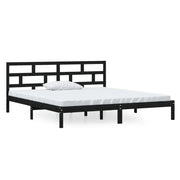 Letto matrimoniale | Letto per adulti | Giroletto Nero in Legno Massello di Pino 140x190 cm