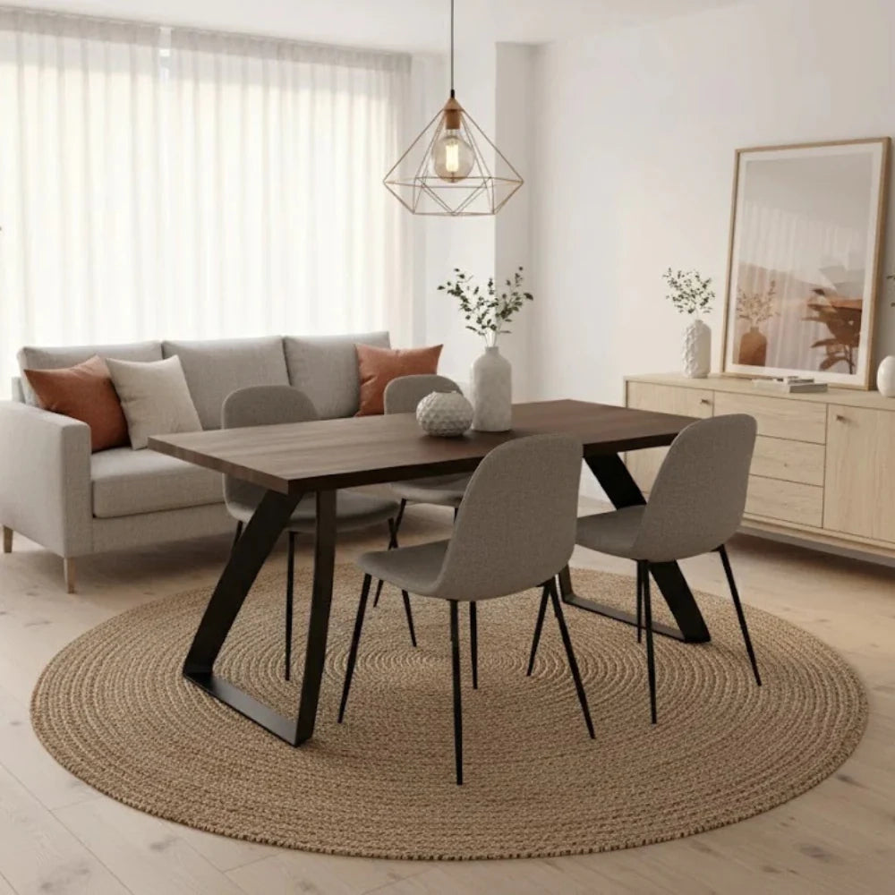 Tavolo da pranzo fisso in legno impiallacciato rovere termocotto Timber 160x90 cm fino a 8 posti Made in Italy | Duzzle