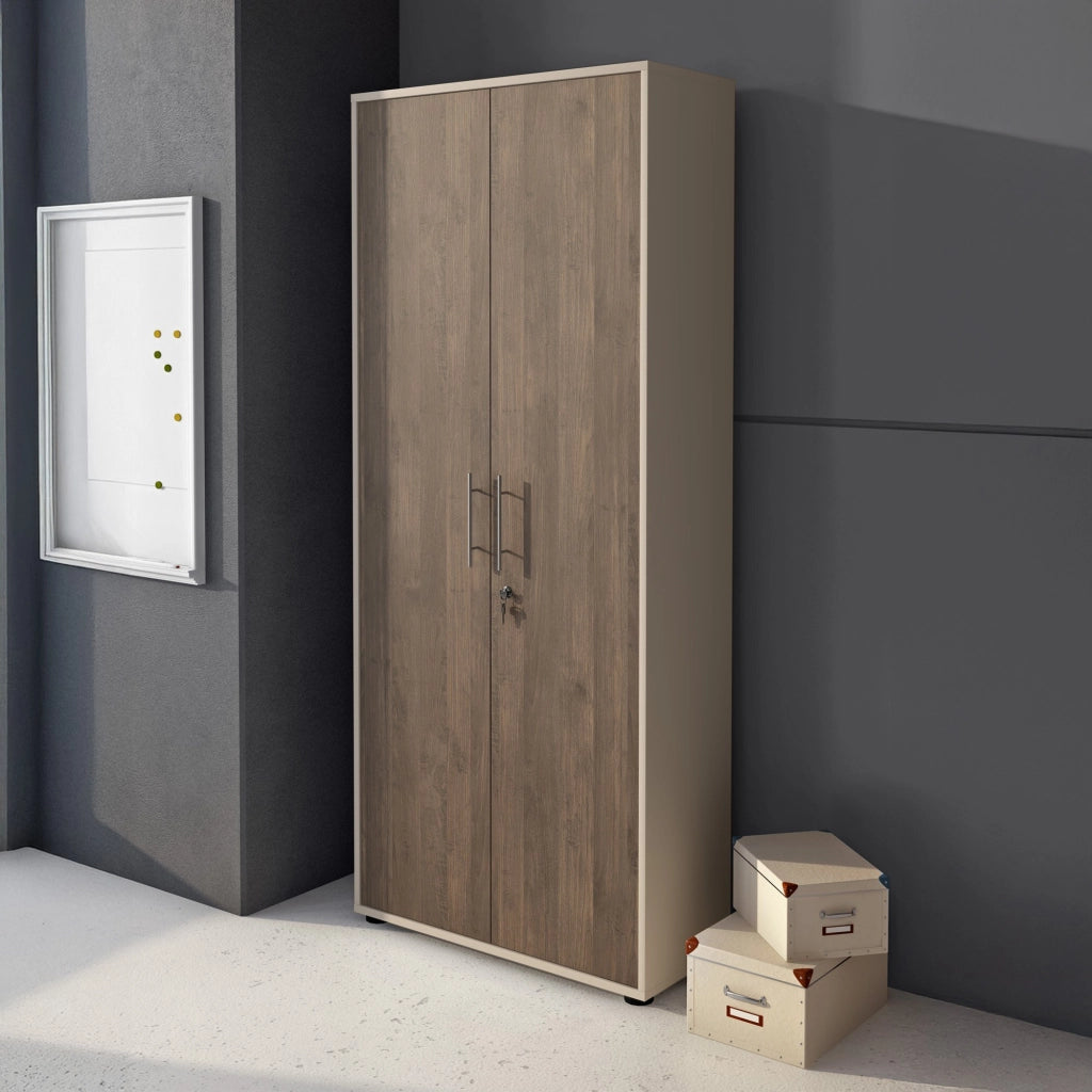 Saponara, Armadio Multiuso 2 Ante 4 Ripiani, 79x188h cm Beige