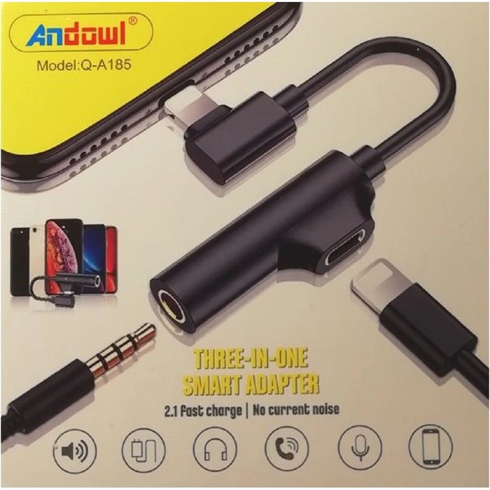 Trade Shop - Adattatore Intelligente Smart 3 In 1 Ricarica Veloce Lightning Aux Cuffie Q-a185 -