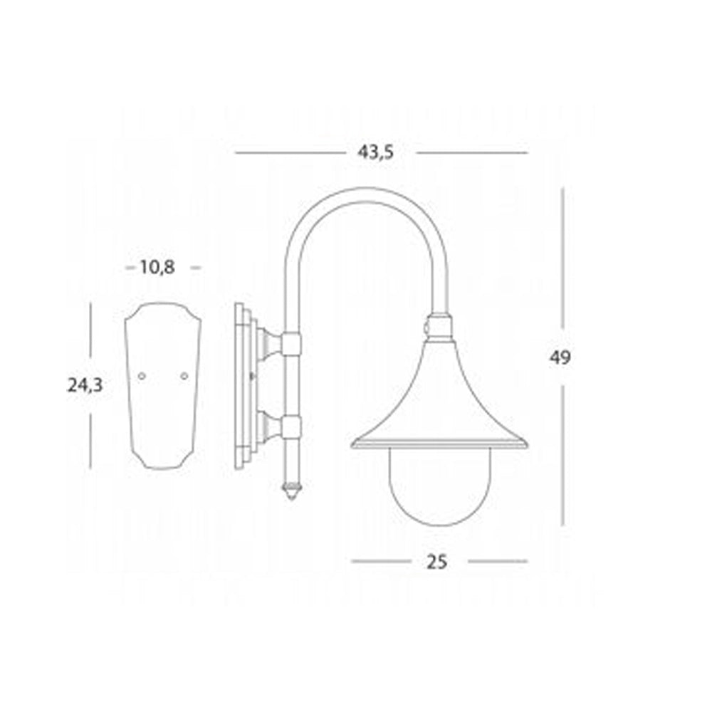 Applique Da Esterno Lampara Alluminio E Termoplastica Ruggine 1 Luce E27