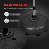 Sacco da Boxe ad Altezza Regolabile, Guanti Inclusi, in PE e Metallo, 45x45x133-151cm, Oro