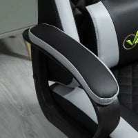 Fauteuil da ufficio gaming sedia gamer poggiatesta e supporto lombare altezza regolabile 61 x 70 x 129 cm nero e bianco