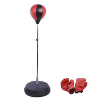 Set Punching Ball da Terra per Adolescenti con Guantoni e Pompa, Altezza Regolabile da 126-144 cm