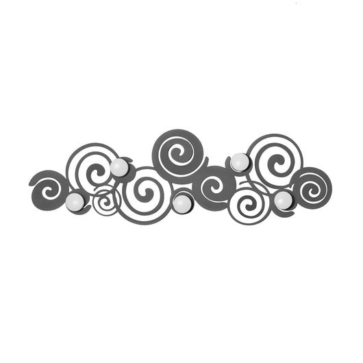 Appendiabiti Orfeo fango da parete con 6 ganci in ferro, design moderno salvaspazio per ingresso, camera e bagno, made in Italy