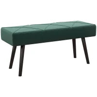 Panca Imbottita Fondoletto in Tessuto Effetto Velluto e Acciaio, 100x36x45 cm, Verde e Nero