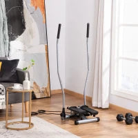 Stepper Fitness con Maniglia e Monitor LCD per Allenamento a Casa e Palestra, Argento