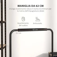 Set 2 Barre per Dip Regolabile su 4 Altezze con Maniglie Antiscivolo in Acciaio, 70x50x80-105 cm, Nero