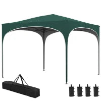 Gazebo da Giardino ad Altezza Regolabile con Fori di Drenaggio e Borsa da Trasporto, in Metallo, Verde