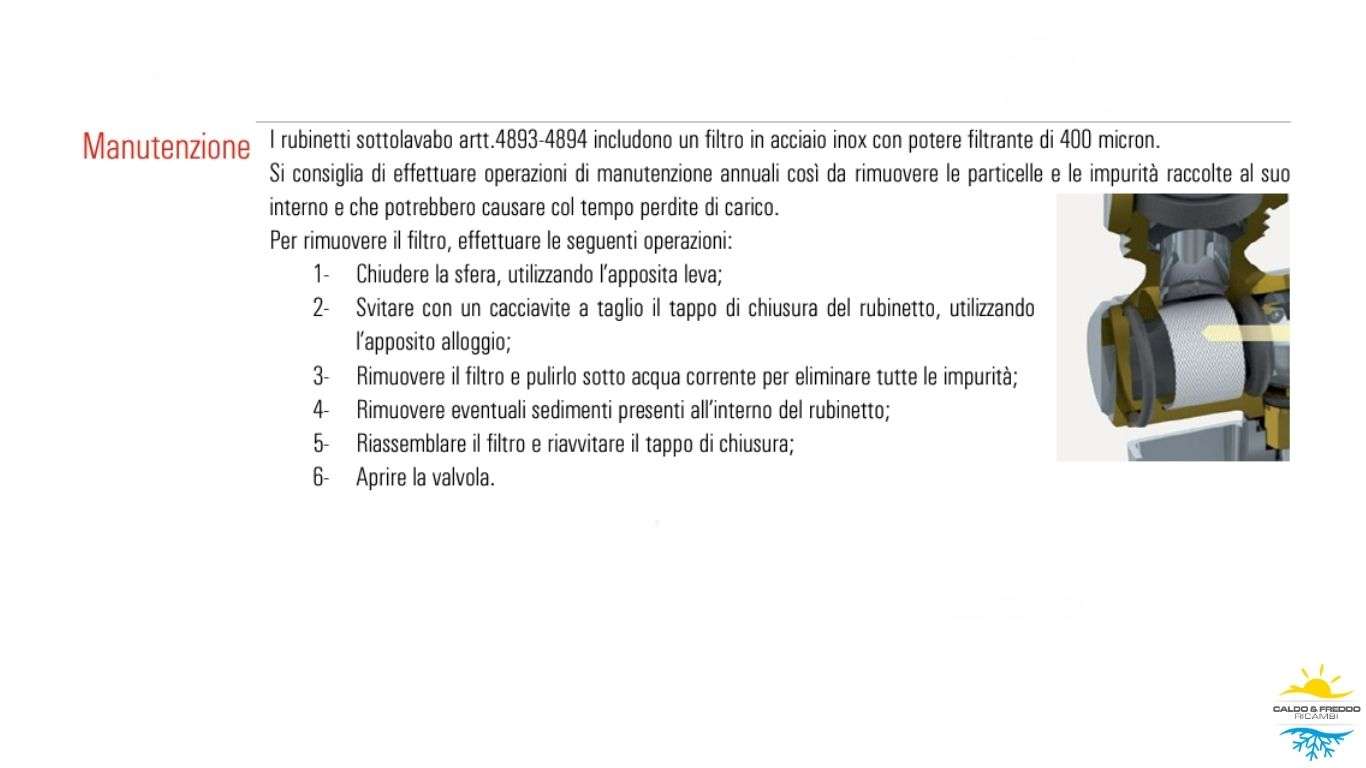 Rubinetto filtro a sfera con snodo 1/2x10 sottolavabo ottone cromato filtrino 