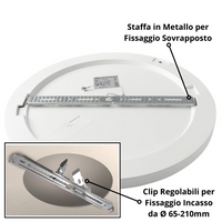Plafoniera led incasso soffitto 30 watt cct slim tonda alimentatore incluso