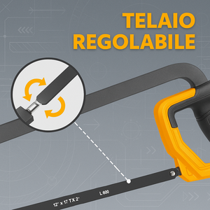 Seghetto arco 300 mm regolabile lama 65 mn 24 t impugnatura morbida acciaio