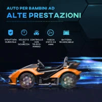 Macchina Elettrica per Bambini Lamborghini con Telecomando, Fari LED e Musica, Età 3+ Anni, Arancione
