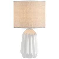 Lampada da tavolo, con paralume in lino, 22 x 22 x 39 cm, Bianco