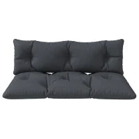 Set 2 Cuscini da Giardino per Divani e Pallet in Poliestere con Imbottitura Spessa, Grigio Carbone