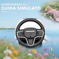 Macchina Cavalcabile Licenza Land Rover con Maniglia e Barriera, in PP e Acciaio, 84x40x94.5 cm, Bianco