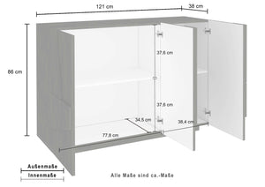 Mobile PING L 121.8 x H 86 x P 39.2 cm grigio cemento