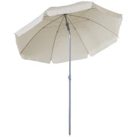 Ombrellone da Esterno 2x2.3 m Portatile con Tettuccio Inclinabile, in Metallo e Poliestere, Crema