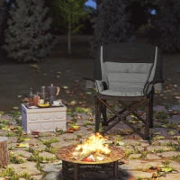 Sedia da Campeggio Pieghevole con 2 Portabicchieri e Tasche Laterali, 99x71x103 cm, Grigio e Nero