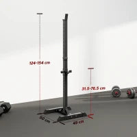 Set di 2 Rack Supporto per Bilanciere in Acciaio, Altezza Regolabile su 12 Livelli, 50x49x124-154cm, Nero