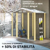 Casetta da Giardino in Metallo con Porte Scorrevoli e Lucchetto con Chiavi, 2.1x1.2x1.9m, Grigio Scuro