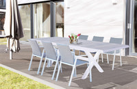 Tavolo Alluminio E Gres Bianco Djerba 200/260 X 100 Cm