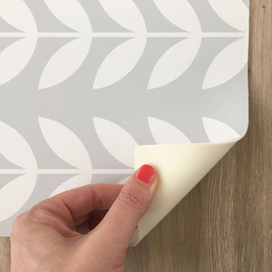 Tappeto in vinile Foglie Vintage grigio cenere 48x198 cm Decochic