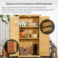 Casetta in Legno da Giardino con Tetto Impermeabile, Armadio da Esterno Porta Attrezzi da Giardino con 3 Mensole, 87x46.5x160cm