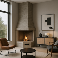 Camino a legna prefabbricato con focolare in ghisa aperto rot100tgh esagonale