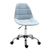 Sedia da Ufficio Ergonomico, Sedia Girevole Scrivania, Regolabile Senza Braccioli, Azzurro, 59x59x81-91cm