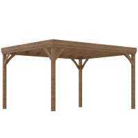 Pergola 4 x 3 m in Legno Tradizionale Autoportante con 4 Piedi, Tetto per Terrazza da Decorare, Marrone