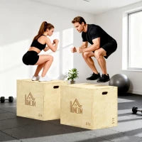 Plyo Box in Legno a 3 Altezze, Jumping Box Pliometrico Capacità 120kg, 61x51x76cm
